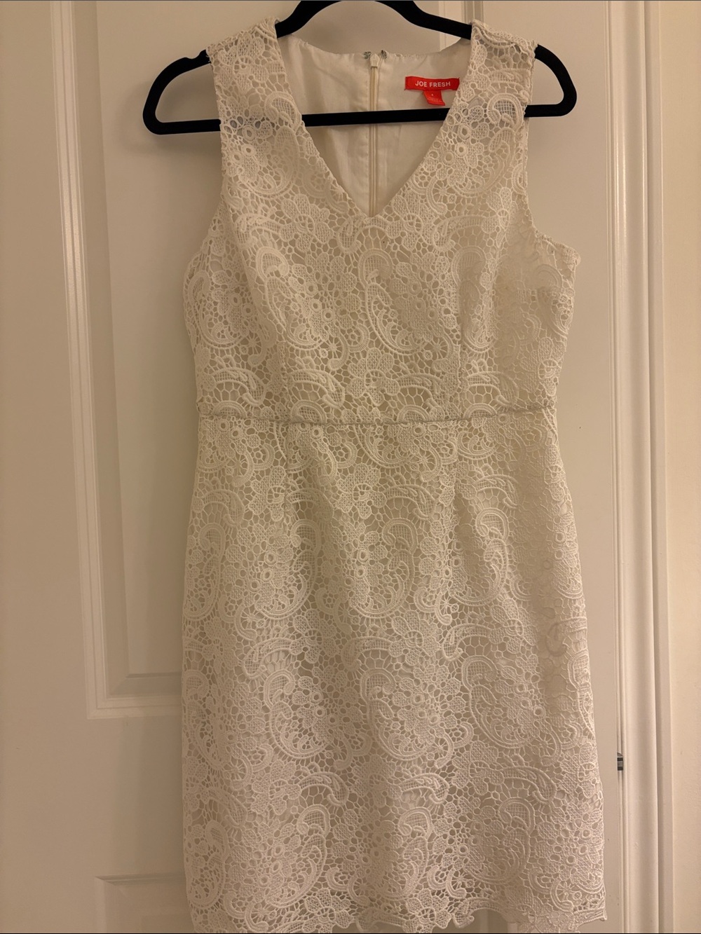 Joe Fresh White Lace V-Neck Midi Dress